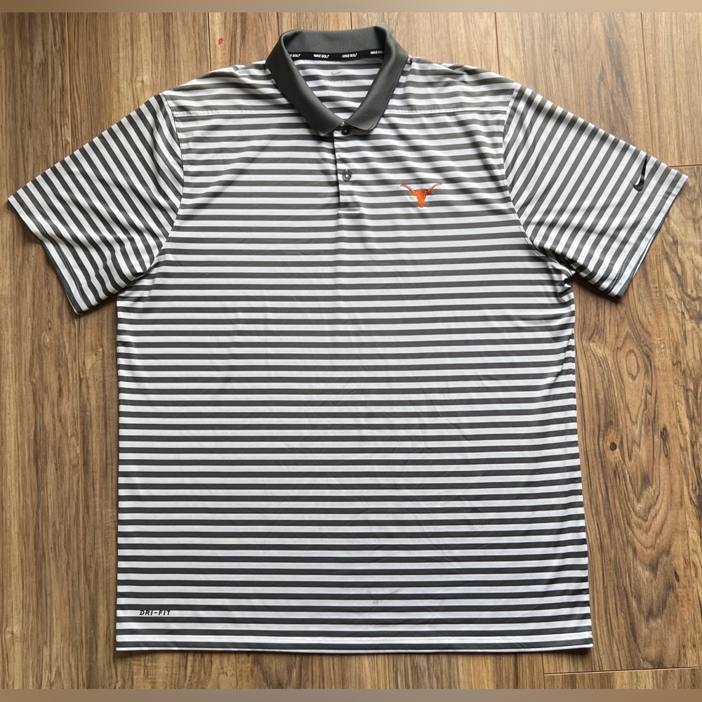 Nike Black and White Striped Polo Shirt